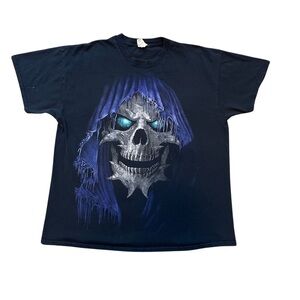 Angel Of Death Grim Reaper Vintage Y2K Graphic T-Shirt Size Large Black/purple.